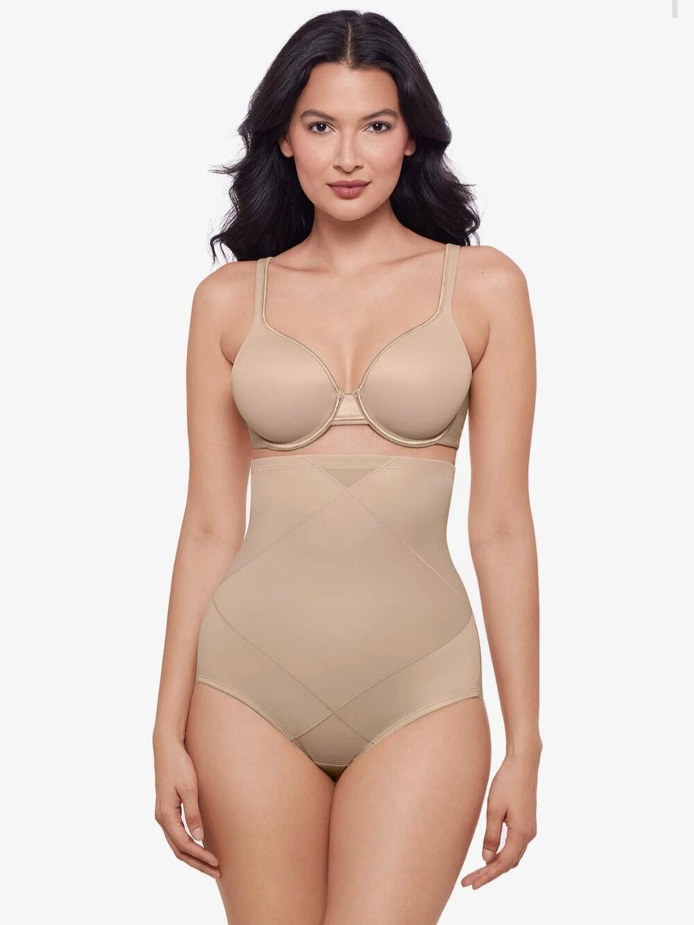 NWT MiracleSuit Tummy Tuck High Waisted Shaping Brief Large Nude